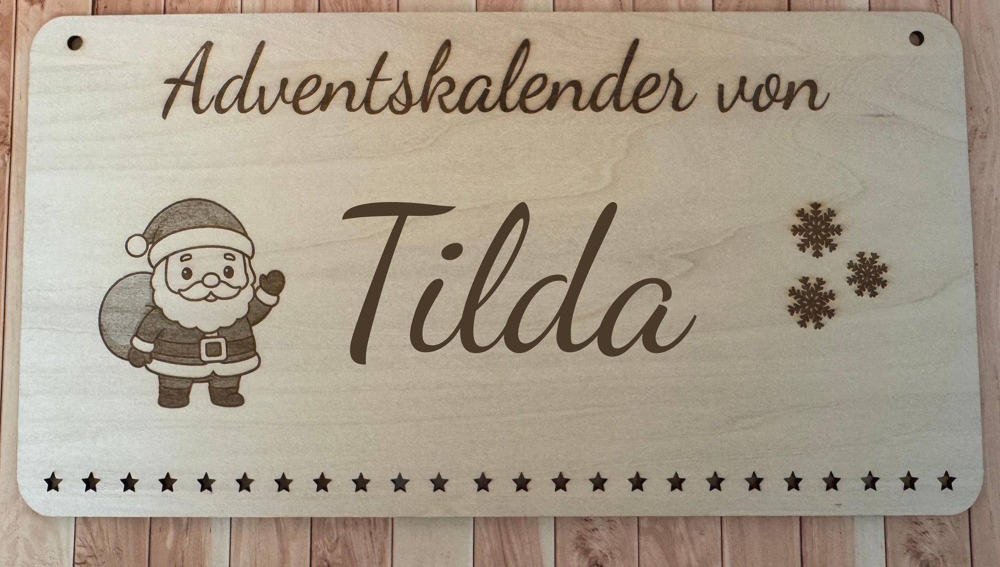 Personalisierter Adventskalender Holz mit Weihnachtsmann – nachhaltiger, wiederverwendbarer Weihnachtskalender, Geschenkidee Familie Kinder