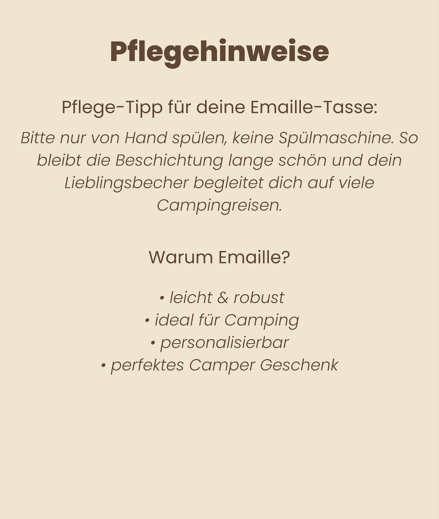 Emaille Camping Tasse personalisiert mit Namen, Spruch, Koordinaten oder Wunschspruch – Geschenk für Camper, Vanlife & Outdoor Abenteuer